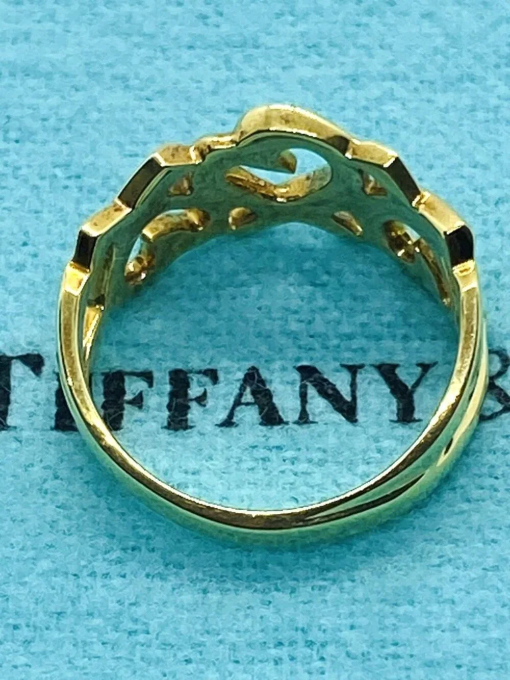 Tiffany & Co Triple Loving Heart Ring 18K 750 Yellow Gold US 4.5